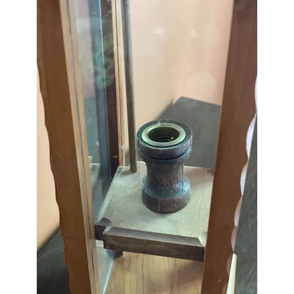 Vintage Mission Lantern Pull-Up Candle Holder – Wood & Glass classic